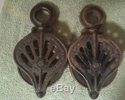 Antique 1880s Cast Iron STOWELL Rustic Old Barn Pulley, Hay Trolley Steampunk