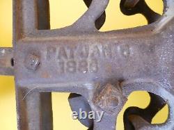 Antique 1886 Cast Iron Porter Wooden Beam Farm Hay Barn Trolley Pulley Tool