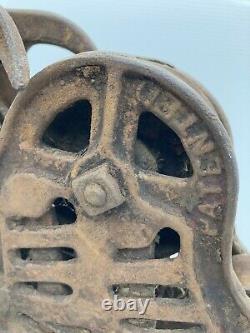 Antique 1890s Louden Cadt Iron Pulley Barn Farm Hay Trolley Carrier with Pulley