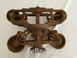 Antique 1892 Cast Iron Hay Trolley, Unloader, Farm Barn Loft Rail Carrier