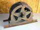 Antique 1900's Cast Iron Elevator Cable Pulley Assembly Dual Wheels Very Rare