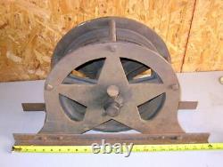 Antique 1900's Iron Stage Curtain/Scenery or Elevator Cable Pulley Dual Wheels