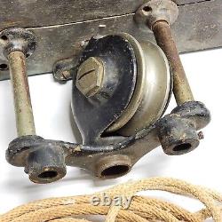 Antique 1900's Theater Stage Curtain Cable Pulley Dual Wheel FROM CLOSED MUSEUM