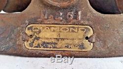 Antique 1907 Diamond Cast Iron Hay Loft Trolley Barn, Farm, Whitman & Barnes Mfg