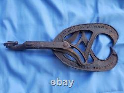 Antique A. J. Nellis Pittsburgh PA Cast Iron barn Hay Tongs & Hay Trolley