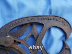 Antique A. J. Nellis Pittsburgh PA Cast Iron barn Hay Tongs & Hay Trolley
