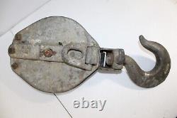 Antique Anvil Large Massive Steel Pulley & Hook Industrial Block Snatch Tool USA