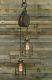 Antique Anvil Wood Block & Tackle Nautical Pulley Pendant Light Lamp Industrial