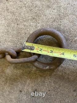 Antique Barn Industrial Steel Iron Chain with Giant Hook Steampunk Logging 5' Ft