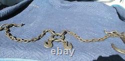 Antique Barn Industrial Steel Iron Chain with Hooks Steampunk Logging 6' ft
