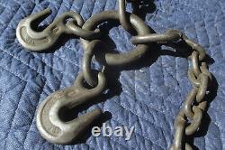 Antique Barn Industrial Steel Iron Chain with Hooks Steampunk Logging 6' ft