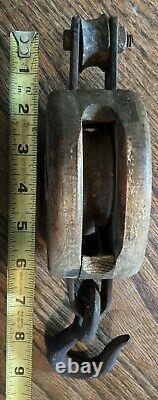 Antique Block & Tackle Pulley B & L B Co. 4 Iron Bushed