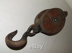 Antique Boat Ship Maritime Block & Tackle Pulley Boston & Lockport Block Co