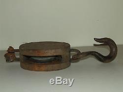 Antique Boat Ship Maritime Block & Tackle Pulley Boston & Lockport Block Co