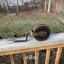 Antique C 1871 Rare Dory Fishing Roller Pulley Block & Tackle Maritime Nautical