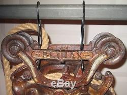 Antique CLIMAX hay trolley Light barn pulley cast iron farm tool carrier PAT APL
