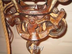 Antique CLIMAX hay trolley Light barn pulley cast iron farm tool carrier PAT APL