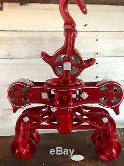 Antique COLUMBIAN hay trolley and drop pulley beautifully restored RARE works