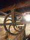 Antique Cast Iron 12 Inch Steampunk Pulley Wheel With Hook And Bracket