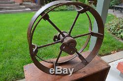 Antique Cast Iron Barn Hay Trolley Pulley Wheel Old Vintage Farm Tool