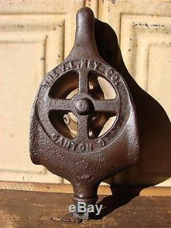 Antique Cast Iron & Brass Hay Trolley Drop Pulley Ney Steampunk Industrial Barn