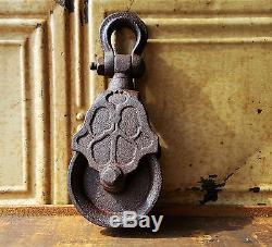 Antique Cast Iron Drop Pulley Barn Find Hay Trolley Industrial Steampunk Salvage