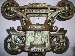 Antique Cast Iron F E MYERS Farm Hay Trolley Pulley Barn Find Ashland H-249