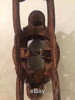 Antique Cast Iron F E Myers Barn Hay Trolley Pulley Sheave Carrier Unloader COOL