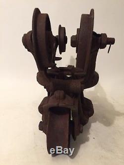 Antique Cast Iron F E Myers Barn Hay Trolley Pulley Sheave Carrier Unloader COOL