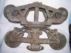 Antique Cast Iron F E Myers Barn Hay Trolley Unloader Pulley Name Plate Find