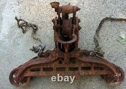 Antique Cast Iron F E Myers & Bro Co Adjustable Hay Trolley Pulley