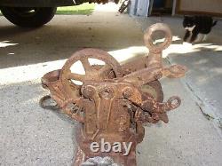 Antique Cast Iron F E Myers & Bro Co Adjustable Hay Trolley Pulley