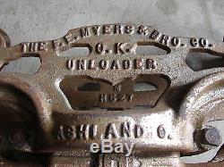 Antique Cast Iron F E Myers Bro Co H-321 OK Unloader Ashland Hay Trolley Pulley