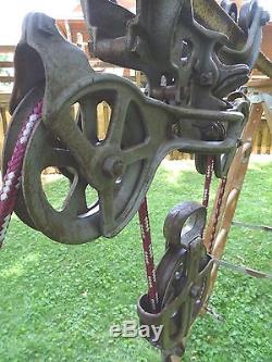 Antique Cast Iron HAY TROLLEY BARN B11HD withDrop Pulley Farm Tool WORKS