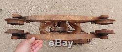 Antique Cast Iron Harvester Hay Trolley, Pat 1916, Vintage Rope Pulley Barn