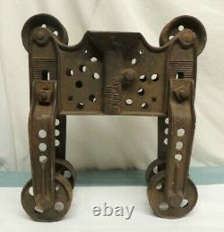 Antique Cast Iron Hay Barn Trolley Double Pulley DIY Project