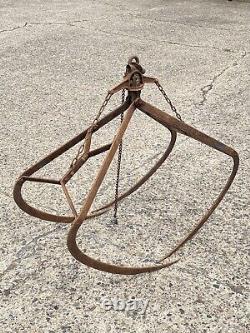 Antique Cast Iron Hay Grapple Farm Barn Hook Metal Forks Country Decor