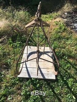 Antique Cast Iron Hay Grapple Myers Claw Hooks Trolley
