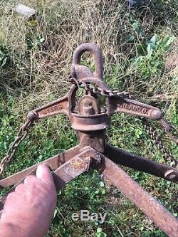 Antique Cast Iron Hay Grapple Myers Claw Hooks Trolley