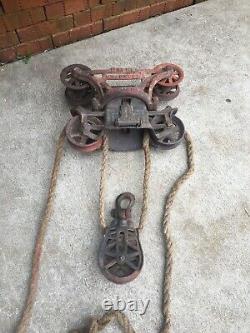 Antique Cast Iron Hay Trolley Barn Carrier Myers Unloader Ashland Ohio Pulley
