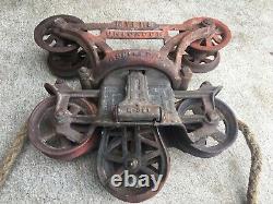 Antique Cast Iron Hay Trolley Barn Carrier Myers Unloader Ashland Ohio Pulley