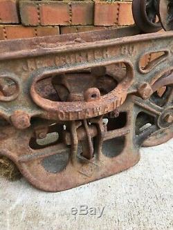 Antique Cast Iron Hay Trolley Barn Carrier Porter Ottawa Illinois Farm Tool