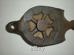 Antique Cast Iron Hay Trolley Center Drop Pulley LARGE Very RARE Civil War Era