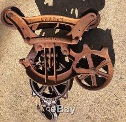 Antique Cast Iron LOUDEN SENIOR 1422 HAY TROLLEY Unloader Carrier Barn Pulley