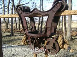 Antique Cast Iron Louden Junior Hay Trolley Pat 1899 Farm Barn Pulley Carrier