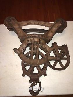 Antique Cast Iron Louden Senior Hay Trolley With Drop Pulley