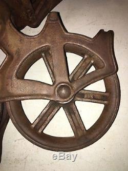 Antique Cast Iron Louden Senior Hay Trolley With Drop Pulley