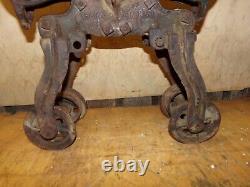 Antique Cast Iron Milwaukee Improved Swivel Hay Trolley & Center Drop Pulley