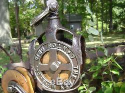 Antique Cast Iron Ney Mfg. Hay Trolley Pat 1887 Barn Farm Pulley Tool Unloader