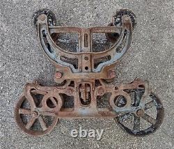 Antique Cast Iron Primitive The Harvester Hay Trolley Carrier Unloader Pulley